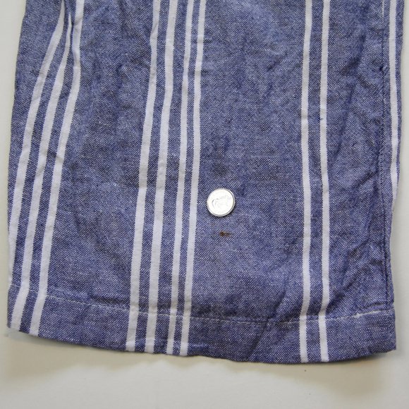 Old Navy Blue White Striped High Rise Wide Leg Linen Trousers Pants w Pockets - Picture 4 of 8